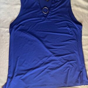 Women's Blue Sleeveless Top size xxl silver accent